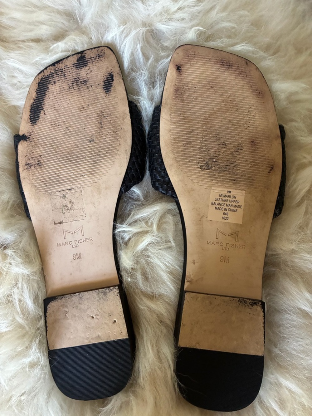 Marc Fisher Leather Braided Knot Slide Sandals - Picture 4 of 4